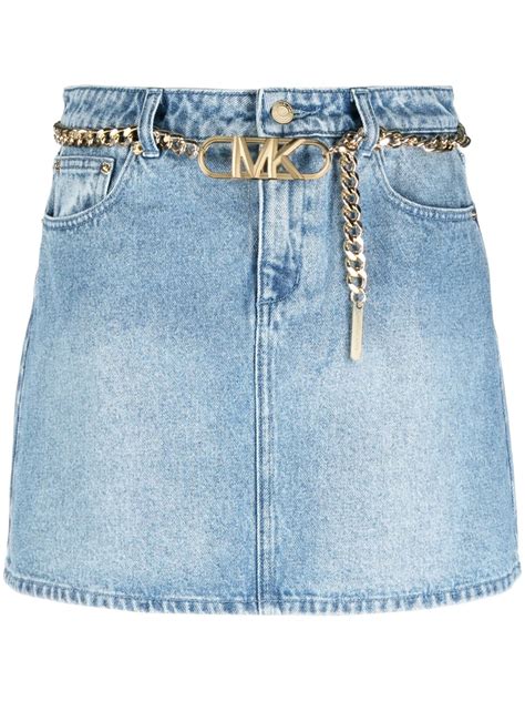 michael kors denim skirt with gold buttons|Michael Kors button front skirt.